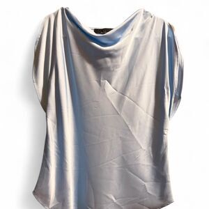 White House Black Market Women's Blue Satin Blouse